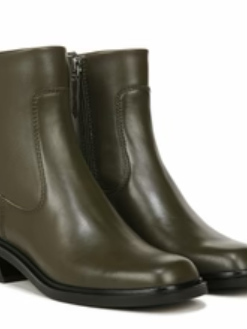 Franco Sarto Women's Gracelyn Low Block Heel Ankle Boot - Olive Green Leather